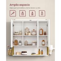 Armario de Baño con Luz LED 16,5 x 70 x 75 cm Toma Corriente Cesta Colgante Soporte para Secador - details 2