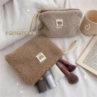 Lindo oso de peluche de alta capacidad icono viaje cosmético lápiz labial bolsa de almacenamiento mujeres kits de maquillaje bolsos cartera estuche para lápices bolsas - details 2