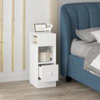 Mesa de Noche Estrecha Moderna Estilo de Madera Alta con Cajón 25x30x66cm Blanco 0179ZZ-2 - details 1