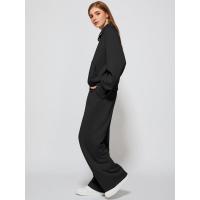 Conjunto casual de dos piezas para mujer: sudadera extragrande con media cremallera y pantalones deportivos de pierna ancha - details 23