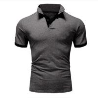 Polo de manga corta ajustado para hombre, camisa de cuello suave y sólido, trabajo, Golf, senderismo, informal, azul marino/blanco - details 14
