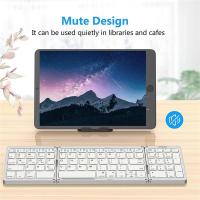 Teclado Bluetooth plegable, teclado inalámbrico recargable por USB para IOS, Android, Windows, PC, portátil, teléfono inteligente, plateado - details 5