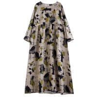 Vestido Vintage de Algodón de Manga Larga Talla Grande, Elegante y Suelto para Mujeres - details 14