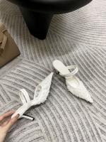 Nuevos tacones altos puntiagudos, hilo de malla para mujer, una palabra con boca ligera, cabeza de bolso estilo hada de moda, medias zapatillas. - details 39