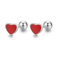 Pendientes Minimalistas de Esmalte de Plata Esterlina Diseño de Corazones y Estrellas - details 5