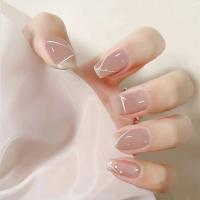 24PCS Uñas Postizas De Té Negro Húmedo Con Hielo Para Hombre Líneas Sencillas DIY Arte De Uñas Material De Resina - details 0
