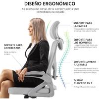 Silla de Oficina Ergonómica Ajustable Reposacabezas Giratoria Blanco Gris - details 11