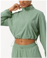 Chaqueta de Yoga de cuello alto con media cremallera para mujer, protección solar UV, ropa transpirable para exteriores, cordón con capucha, Verano - details 8