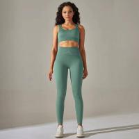 Conjunto de yoga acanalado sin costuras para mujer, ropa de gimnasio, sujetador con elevación, leggings, top de entrenamiento, chándal deportivo, 2 piezas - details 12