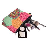 Bolso De Maquillaje Impermeable De Mandala Y Flores Para Mujer Bolsa De Cosméticos De Tela Polyester Estilo Fashion Cierre De Cremallera - details 5