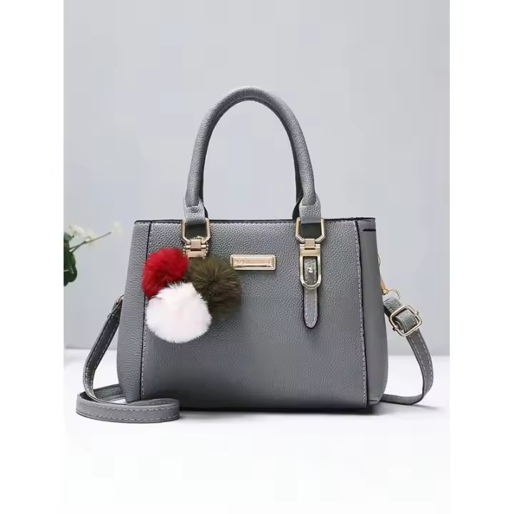Bolsos de cuero PU para mujer, bolso Vintage para mujer, bolsos de mensajero con borlas de felpa, bolso de hombro tipo bandolera Boston, mochila de lujo de alta gama - 1
