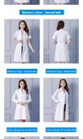 Bata de laboratorio a la moda para mujer, vestido de médico y enfermera de manga corta, uniformes médicos de manga larga, chaqueta blanca, cinturón - details 7
