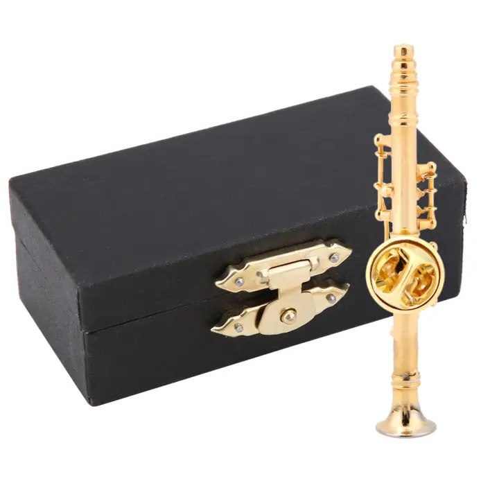 Broche de clarinete chapado en oro, broche de instrumento musical con caja de regalo - 1
