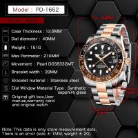 Reloj mecánico automático de acero inoxidable para hombre con bisel de cerámica de oro rosa nuevo diseño PAGANI de lujo Premium GMT cristal de zafiro - details 2