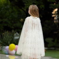 Capa de disfraz de princesa para niña, accesorios de fiesta, Blancanieves, Elsa, Anna, Rapunzel, Aurora, lentejuelas, tul, Halloween - details 24