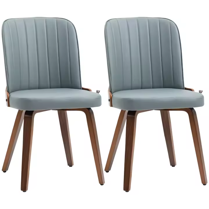 Juego de dos sillas de comedor modernas para cocina, con asiento tapizado de piel sintética y patas de madera, ideal para sala de estar y dormitorio - 1