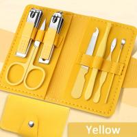 Cortauñas colorido de viaje profesional, juego de manicura, 7 piezas con bolsa de cuero, herramientas para el cuidado de uñas de acero inoxidable, Kit de aseo G - details 4