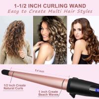 SSITO Rizadores de pelo cónicos para Mujer, rizador eléctrico de pelo Largo with Pantalla LED y Control de temp, Varita rizadora, 13-25mm - details 2