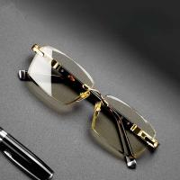Gafas de lectura premium sin bordes para presbicia de material metálico natural y gafas masculinas para edades de 1,0 a 4,0 - details 0