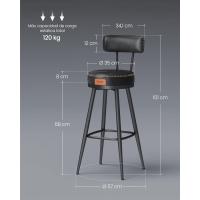 Giratorias de Barra con Respaldo, Cuero Sintético con Costuras, Moderno Siglo Medio, Altura 76 cm, - details 2