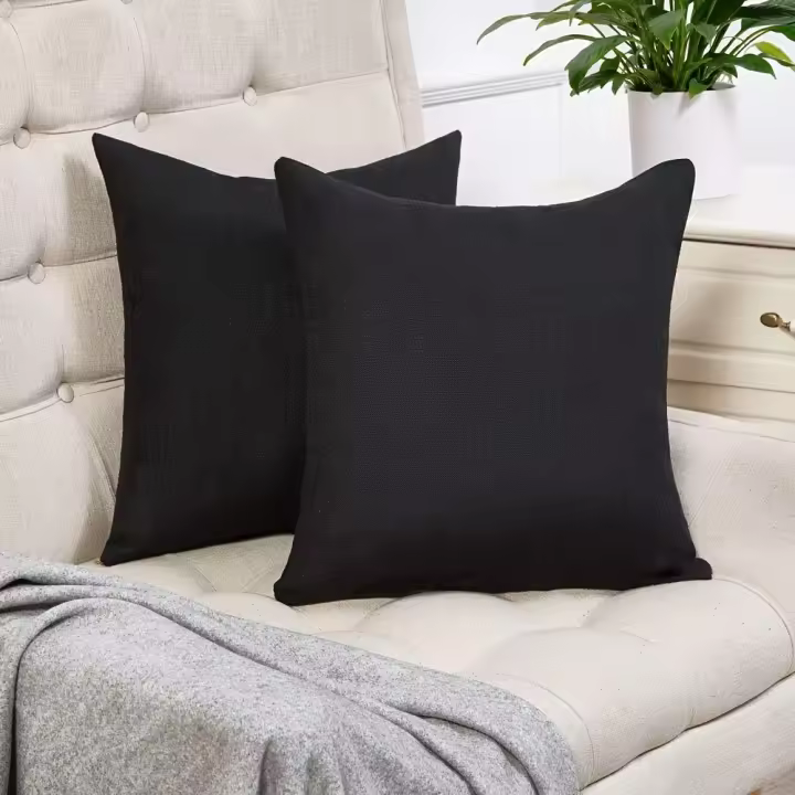 Funda de cojín de lino de imitación, cobertor decorativo para banco, Cuadrado y moderno, 2 unidades por juego - 1