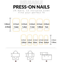 ARTAUG 24PCS Uñas Postizas De Presión Cuadradas Medianas Y Brillo Negro Con Polvo Uñas De Color Caramelo Para Verano Adornos Para Uñas - details 21