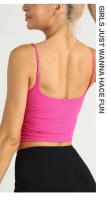 Tops con tirantes de Color sólido para mujer, ropa de Yoga deportiva, con pliegues, transpirable, para gimnasio, entrenamiento, correr - details 6