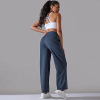 Pantalones de oficina sueltos de cintura alta informales de pierna ancha para mujer, pantalones de baile - details 6
