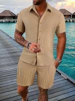 Traje informal a rayas para hombre, conjunto de dos piezas de alta calidad, talla estadounidense, Color sólido, moda de verano - details 12