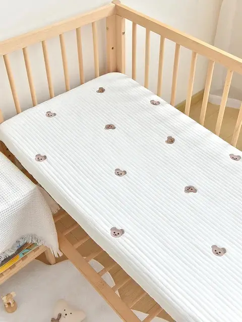Sábanas de Cuna Ajustables para Bebés Algodón Cepillado Protector de Almohadilla de Pañales - 1