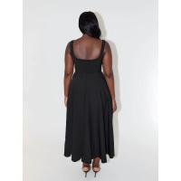 Primavera y verano nuevo vestido halter sin mangas con cuello cuadrado de color sólido - details 19