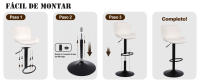 Taburetes de Cocina Juego, Taburetes de Bar Regulable en Altura, con Respaldo y Reposapiés, Taburetes Alto para Cocina, Bar y Comedor, Beige/Negro - details 1