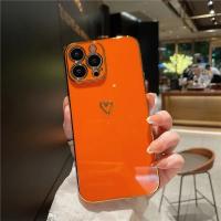 Funda de teléfono suave a prueba de golpes con forma de corazón de amor chapado para iPhone 14 13 12 11 Pro Max 15 X XR XS 7 8 Plus, funda protectora para cámara de lente - details 9