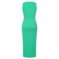 Nueva moda informal de verano para mujer, tela sin mangas, cuello redondo, vestido negro, paquete femenino, caderas, vestidos elegantes para fiesta en la playa - details 8