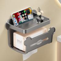 Estante de papel higiénico de plástico, soporte de papel higiénico de doble capa sin perforaciones, ahorra espacio, estante de papel en rollo montado en la pared para Baño, 3 uds. - details 6