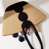 Bolso de Hombro de Paja Hecho a Mano Gran Capacidad Diseño Elegante con Botones Decorativos - details 1