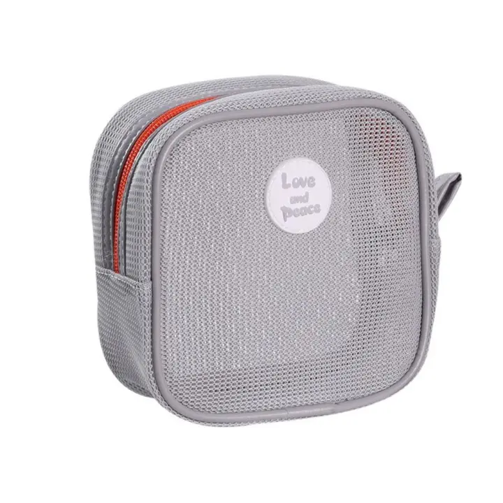 Bolsa de Maquillaje de Malla Cuadrada Bonita Bolsa Transparente de Higiene para Auriculares - 1