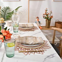 Juego de manteles individuales metálicos de PVC para mesa de comedor, almohadillas huecas para posavasos, tapetes para cuencos, hoja de vinilo, Decoración de mesa de comedor, nuevo - details 2