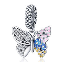 Encanto de Joyería de Plata 925 con Mariposa y Cita Doble Colgante para Pulsera Original en Plata 925 - details 0