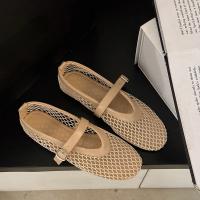 En verano, usar punta redonda, hebillas rectas, informales y cómodas, zapatos planos de mujer, zapatos individuales Mary Jane recortados, zapatos de red - details 3