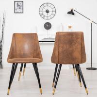 Juego de 2 Sillas de Comedor Vintage Tapizadas en Gamuza con Patas Metálicas para Cocina/Salón - details 13
