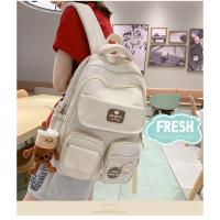 Nueva y bonita versión coreana de la mochila del campus ins para estudiantes femeninas de primaria y secundaria de gran capacidad, mochila ancha con correa para el hombro fuerte y duradera. - details 3