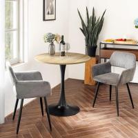 Juego de 2 Sillas de Comedor Vintage Retro Tapizadas en Gamuza con Reposabrazos y Patas Metálicas para Cocina/Salón - details 22