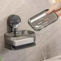 Soporte de esponja para jabón con ventosa sin perforaciones, caja de jabón de drenaje impermeable montada en la pared con caja de drenaje, estante de jabón extraíble para Baño - details 2