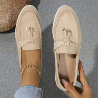 Nuevos mocasines planos de ante con punta redonda de talla grande para mujer, zapatos informales sin cordones - details 13