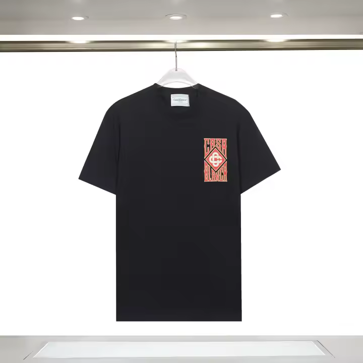 Nueva colección de verano con logotipo impreso frontal, camiseta deportiva de algodón puro con cuello redondo para hombre, camisa informal de estilo básico para pareja - 1