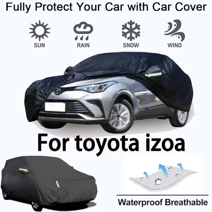 Cubierta completa para automóvil para Toyota Izoa equipo protector para exteriores a prueba de nieve, protector solar, accesorios para automóviles impermeables y a prueba de polvo-negro - 1