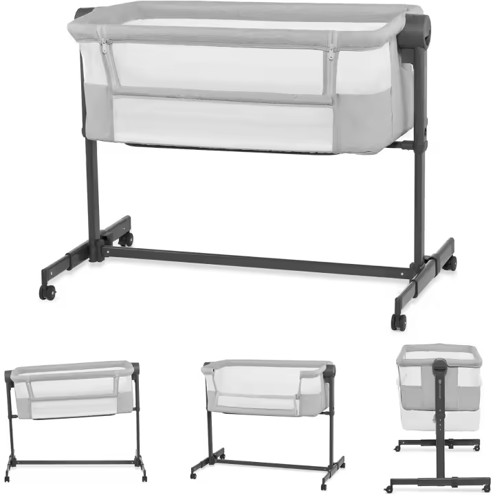Cuna Colecho 2 en 1, Ajustable, Plegable, Accesorios, Gris - 1
