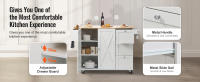 SucceBuy Carro de isla de cocina Gabinete de almacenamiento con ruedas y tapa de madera maciza con estante para especias, toallero, hoja abatible y cajón - details 3