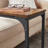 Mesa Auxiliar Industrial para Sofá Mesa de Noche en C, Bandeja de TV para Sala de Estar, Dormitorio, Estilo Rústico Marrón y Negro - details 6